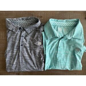 Three Sixty Six Golf Polos Shirts Lot of 2 Size XL Gray Teal Performance Men
